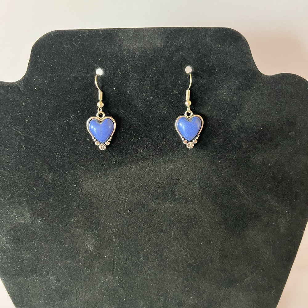 Heart-Shaped Denim Blue Turquoise Earrings